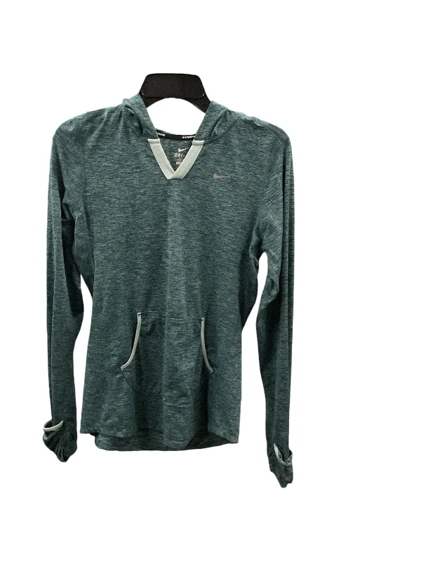 Athletic Top Long Sleeve Collar By Nike In Teal, Size: S