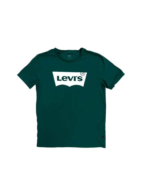 Top Short Sleeve By Levis In Green & White, Size: S