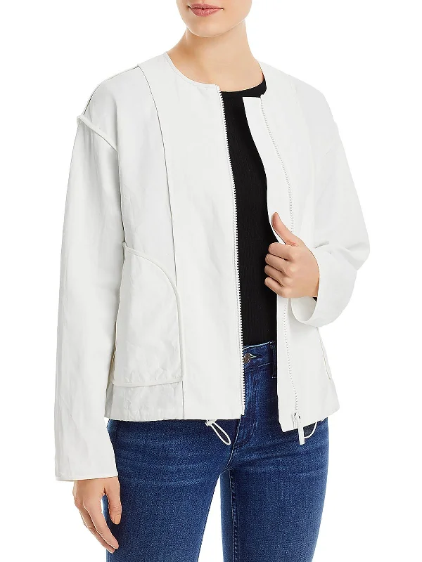 Womens Linen Short Bomber Jacket