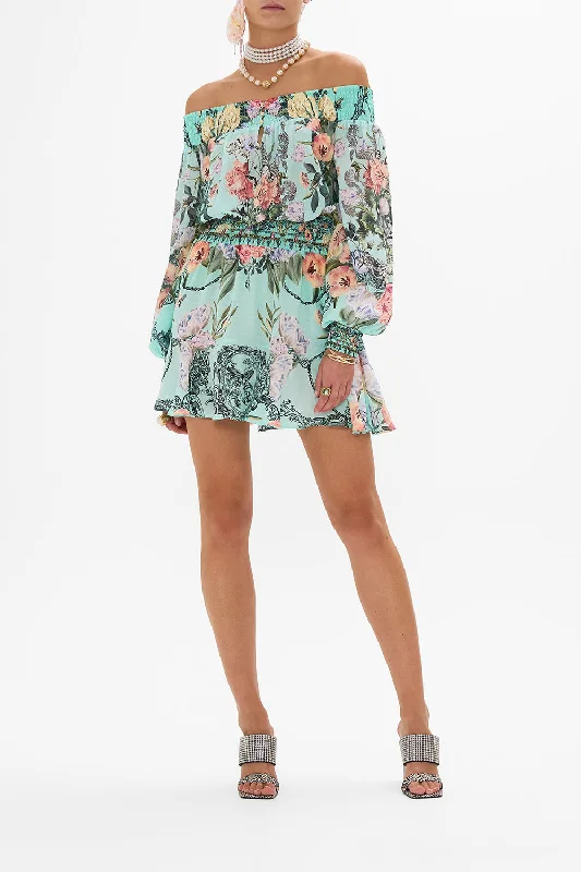 OFF SHOULDER SHORT DRESS PETAL PROMISE LAND