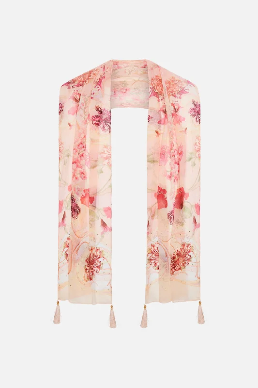 LONG SCARF BLOSSOMS AND BRUSHSTROKES