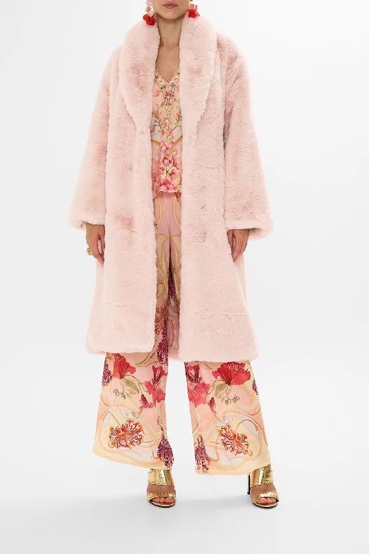 LONG TEDDY COAT BLOSSOMS AND BRUSHSTROKES