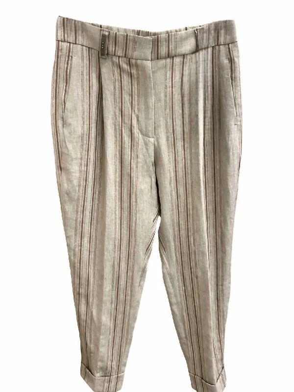 Ankle Length Pant In Beige