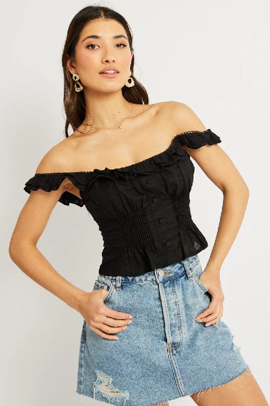 Black Ruffle Top Sleeveless