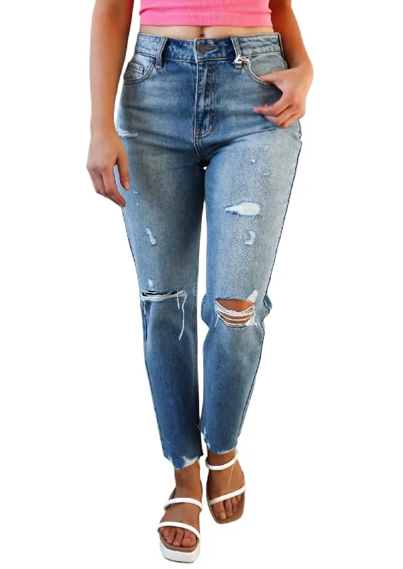 Claire Straight Fit Denim In Medium Denim