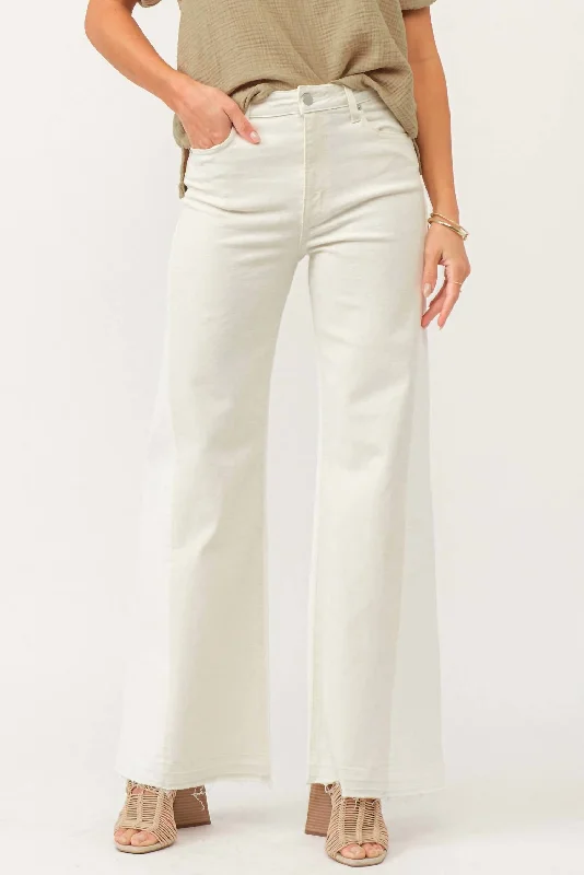 Fiona High Rise Wide Leg Jean In Wheat/white