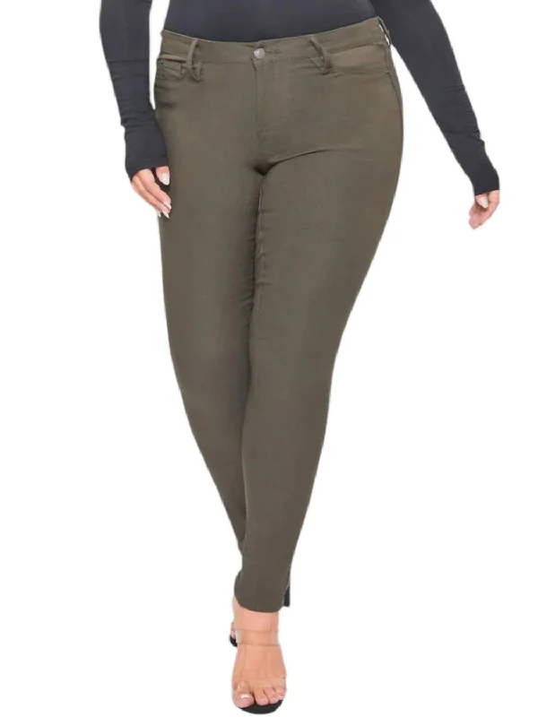 Hyperstretch Mid-Rise Skinny Jeans - Plus In Olive