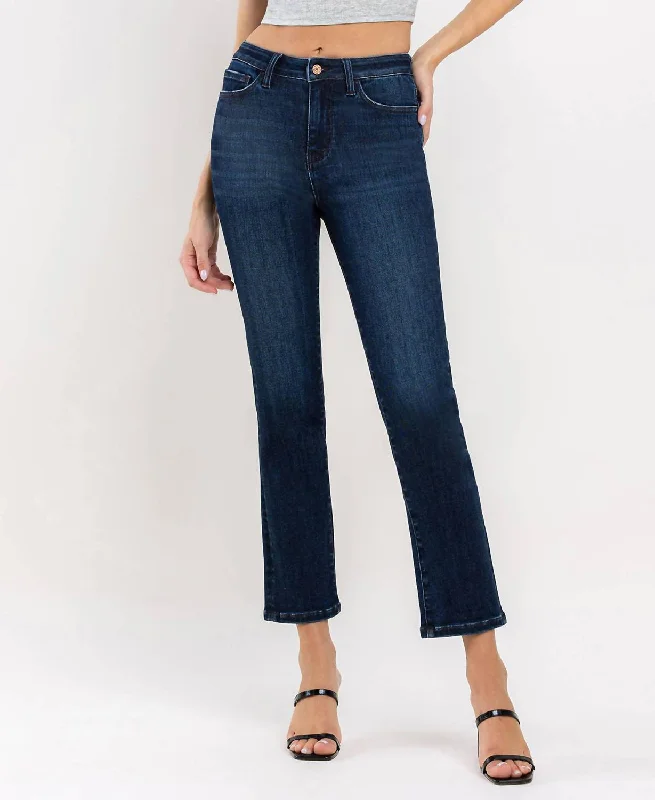 Jeanne High Rise Ankle Straight Jeans In Dark Wash