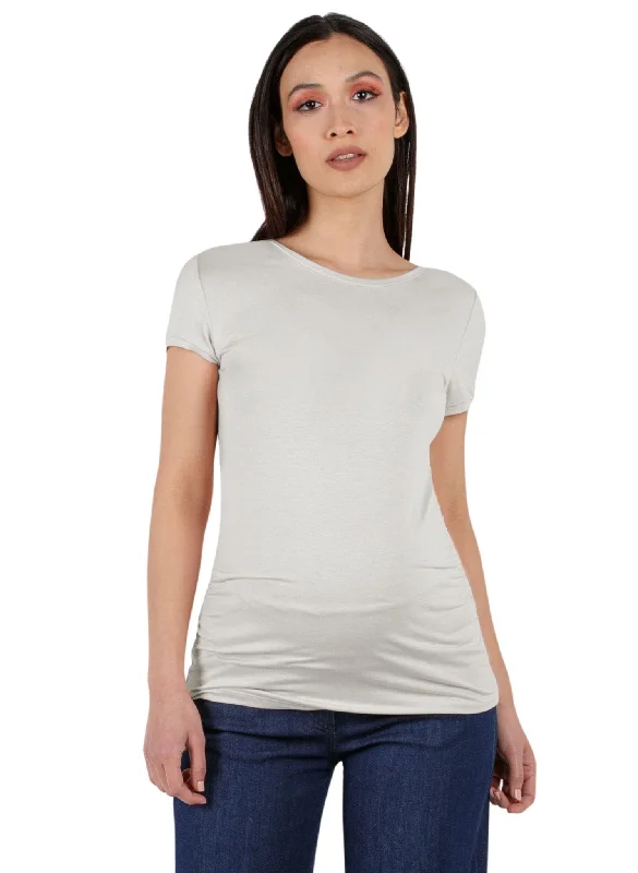 Maternity T-shirt with Back Yoke - Off White