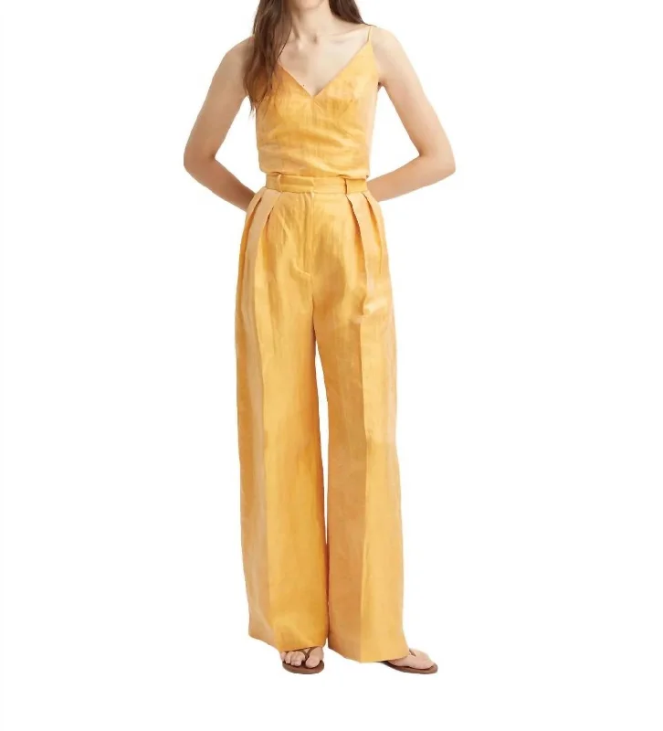 Pleated Trouser In Saffron