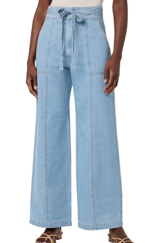 Tie Waist Wide Leg Barefoot Trouser In First Class