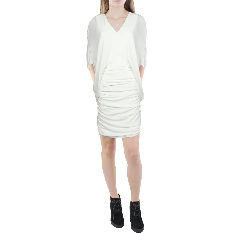 Halston Womens Mini V-Neck Cocktail and Party Dress