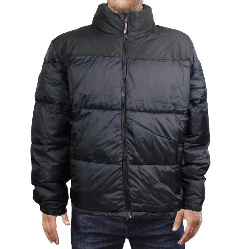 London Fog Men's Quilted Colorblock Puffer Coat with Stand Collar