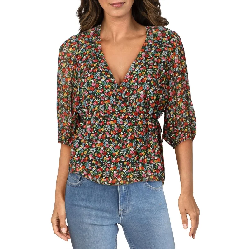 Notes Du Nord Womens Neeve Floral Open Front Wrap Top