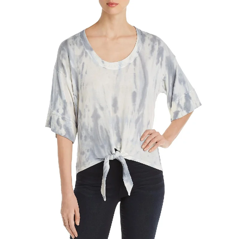 Red Haute Womens Tencel Tie-Dye Blouse