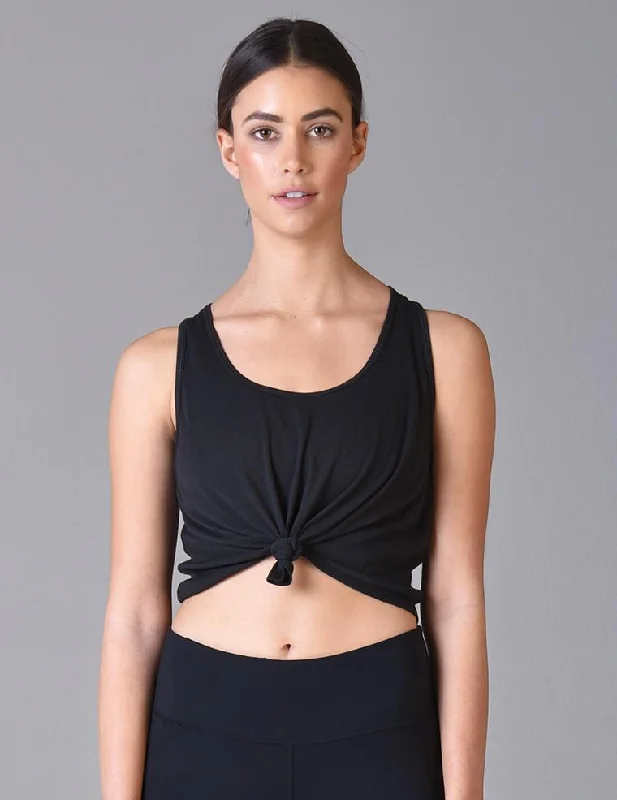 Glyder Knot Crop Tank - Black