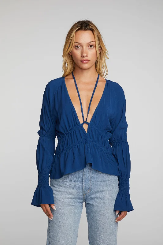 Rayon Woven Deep V Top with Straps