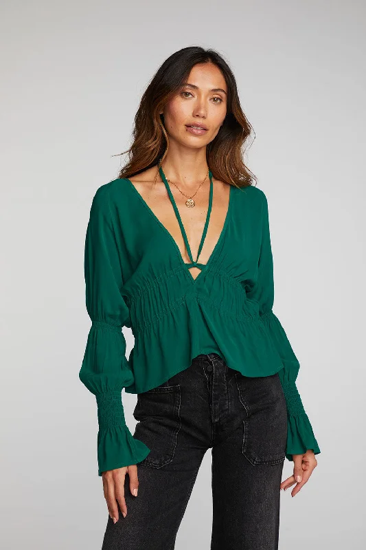 Rayon Woven Deep V Top with Straps