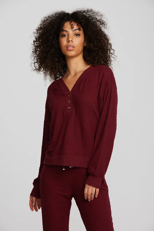 Recycled Bliss Knit Long Sleeve Henley with Rib